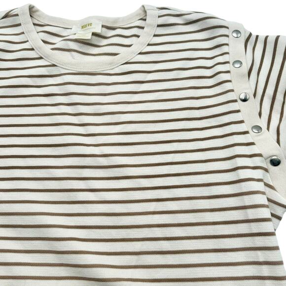 MAEVE ANTHROPOLOGIE | Womens Small Stripe Slouchy Bell Sleeve Snap Sweater Shirt - Picture 1 of 11